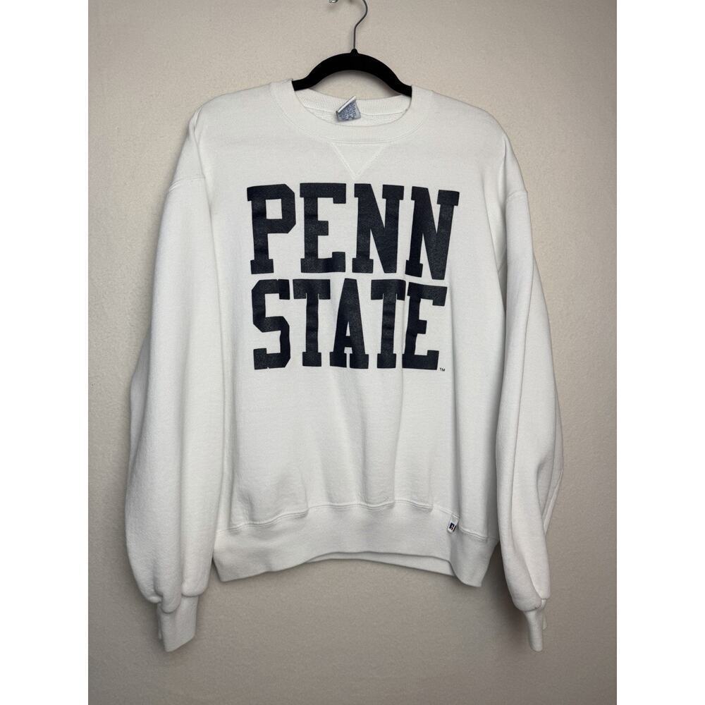 Russell Athletics Vintage Penn State Crew Neck White Sweatshirt Size Large